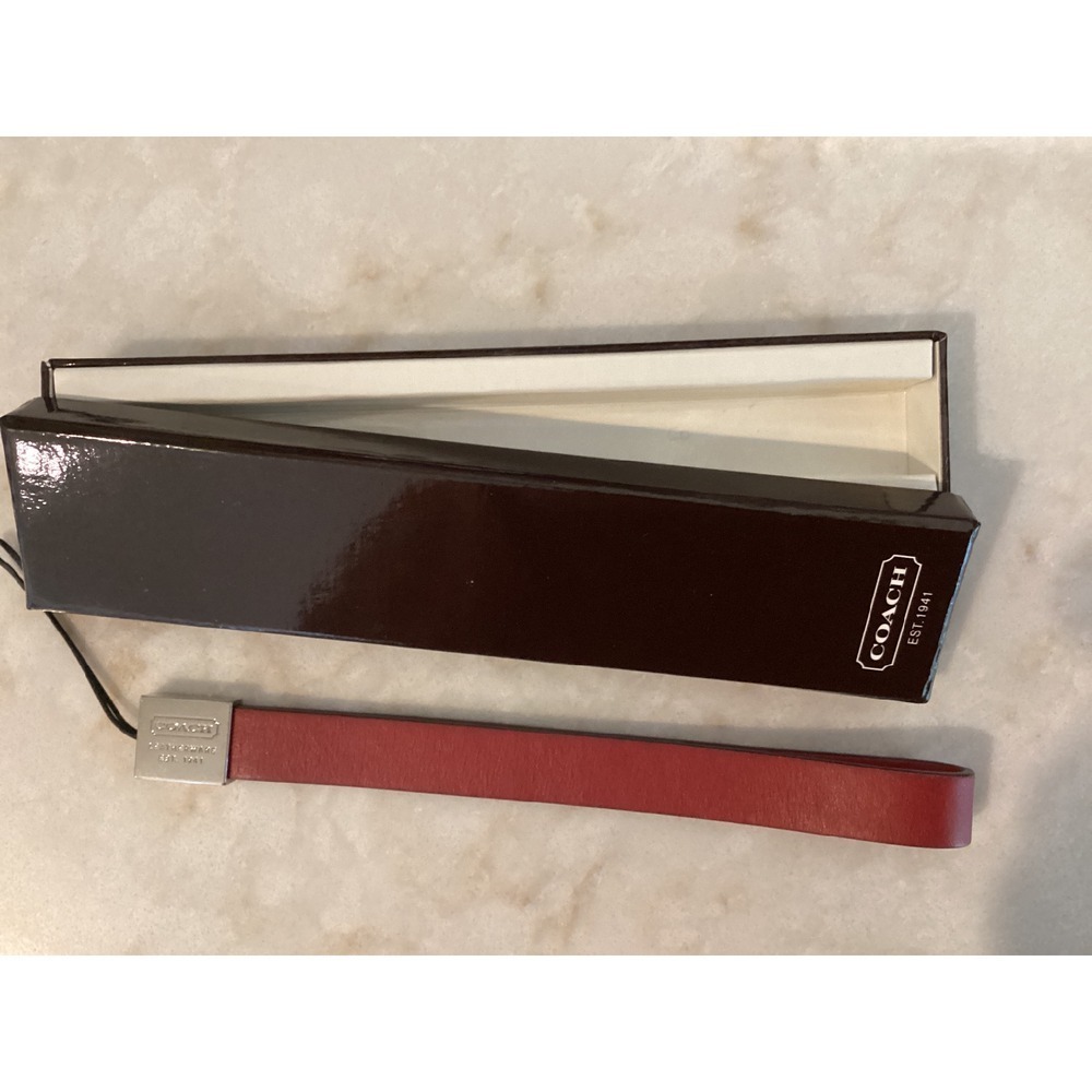 Coach‎ Leatherware Wristlet Strap Red Leather Silver Hardware with Box